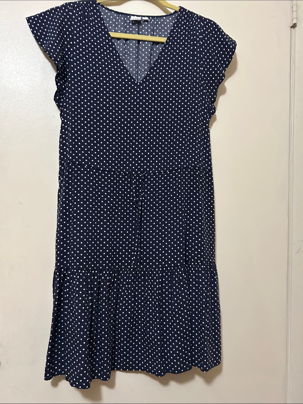 Women’s Navy Polka Dot V-Neck Dress